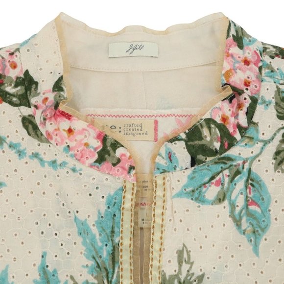 NWT J. Jill Re: Crafted Created Imagined Floral Eyelet Ribbon Trim Jacket - Picture 2 of 6